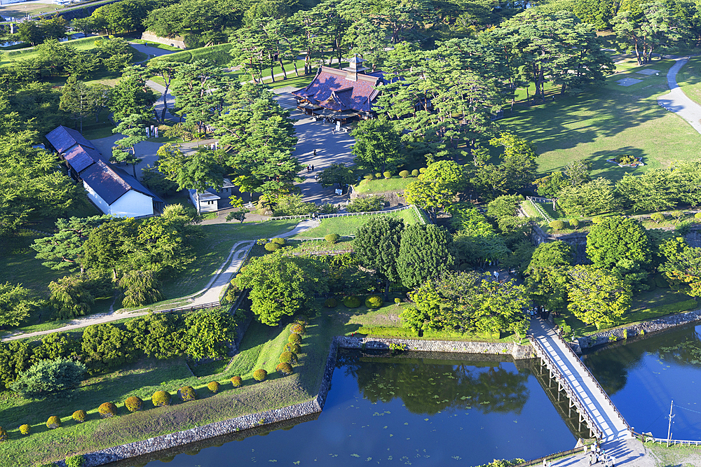 Aerial view of Goryokaku Palace in Goryokaku Park, Hakodate, Hokkaido, Japan