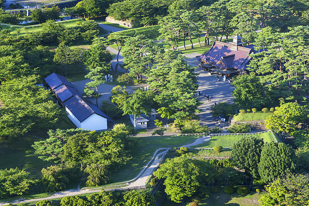 Aerial view of Goryokaku Palace in Goryokaku Park, Hakodate, Hokkaido, Japan