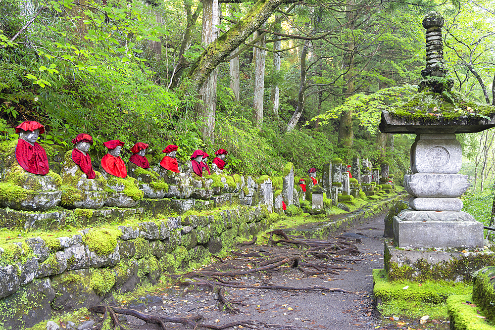 Stone statues (jizo) along Kanmangafuchi Abyss, Nikko, Tochigi, Japan