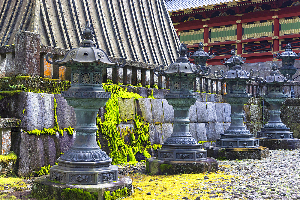 Stone lanterns of Mausoleum of Iemitsu at Rinnoji Temple (UNESCO World Heritage Site), Nikko, Tochigi, Japan
