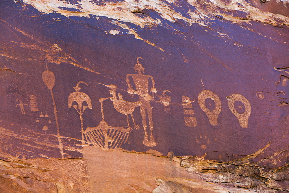 Wolfman Petroglyph Panel, Bultler Wash, near Bluff, Utah, United States of America, North America