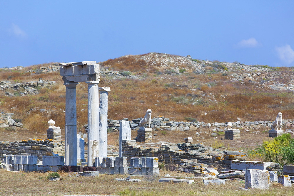 Agora of the Italians, Delos Island, UNESCO World Heritage Site, Cyclades Group, Greek Islands, Greece, Europe