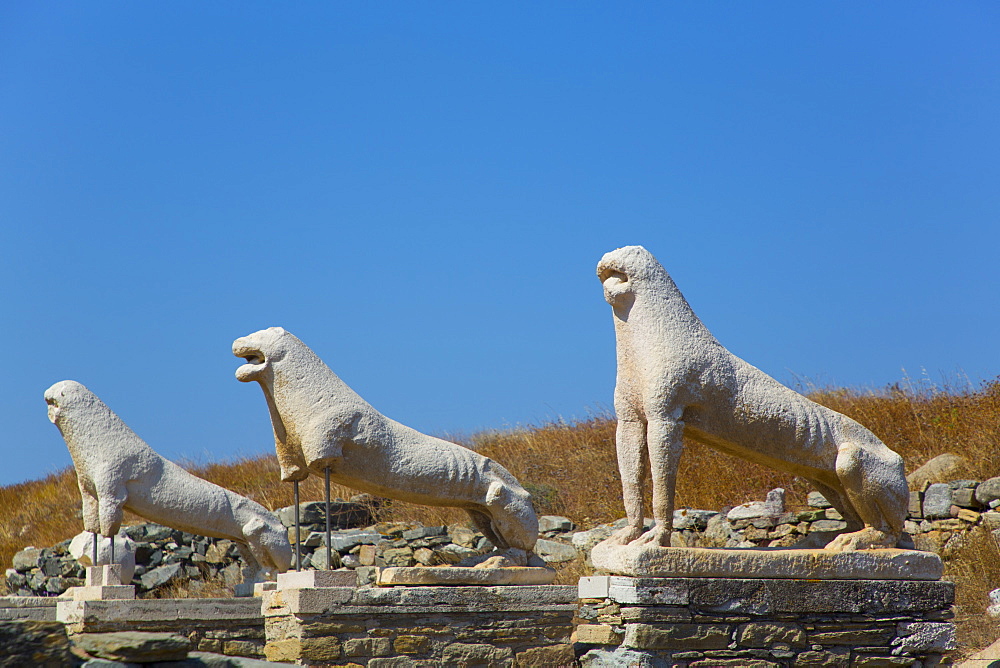 Naxian Lions, Delos Island, UNESCO World Heritage Site, Cyclades Group, Greek Islands, Greece, Europe