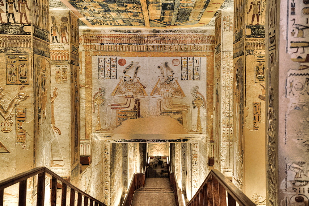 Hallway to Burial Chamber, Tomb of Ramses V and VI, KV9, Valley of the Kings, UNESCO World Heritage Site, Luxor, Thebes, Egypt, North Africa, Africa