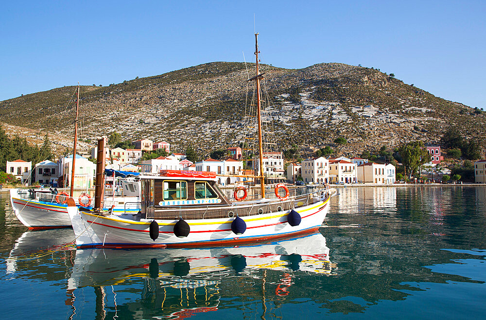 Boats in Harbor, Kastellorizo (Megisti) Island, Dodecanese Group, Greek Islands, Greece, Europe