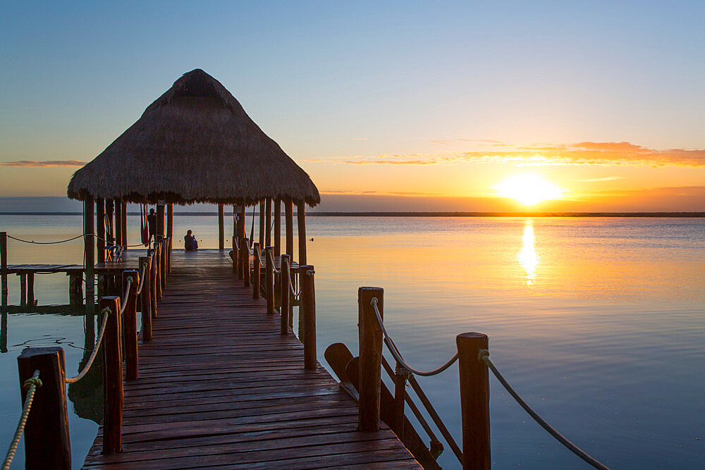 Early Morning, Dock, Rancho Encantado Eco-Resort and Spa, Bacalar, Quintana Roo, Mexico, North America