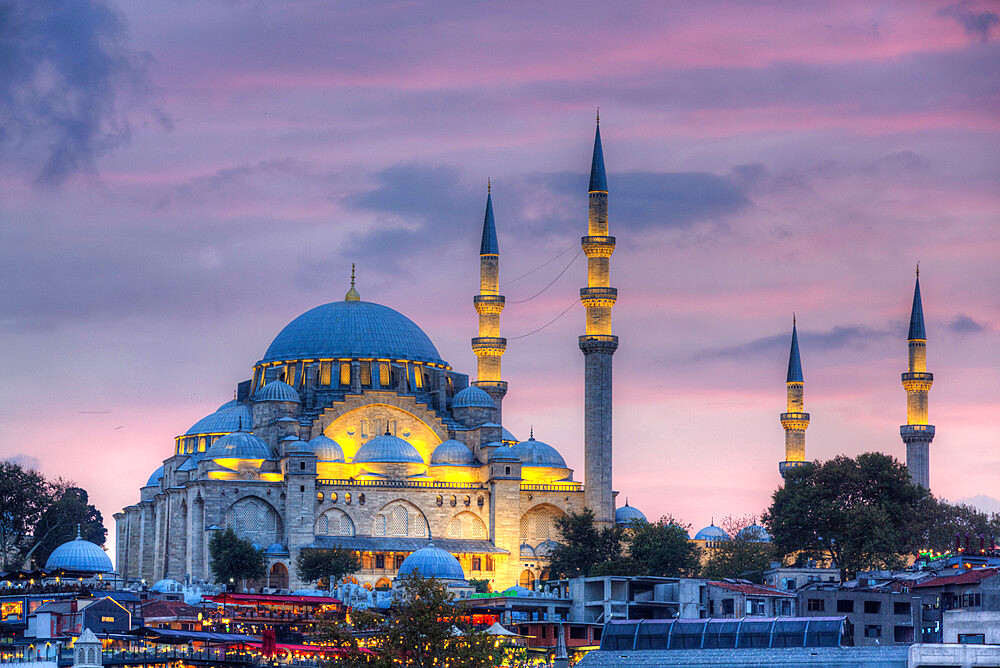 Evening, Suleymaniye Mosque, founded 1550, UNESCO World Heritage Site, Istanbul, Turkey, Europe