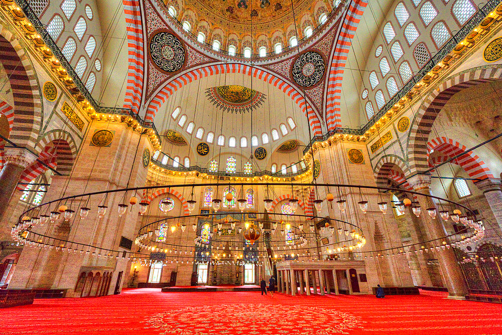 Interior, Suleymaniye Mosque, dating from 1550, UNESCO World Heritage Site, Istanbul, Turkey, Europe