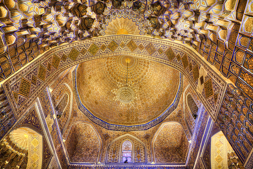 Interior, Gur-E-Amir Complex (Mausoleum), Built 1403, Burial Site of Amir Temir, Samarkand, Uzbekistan