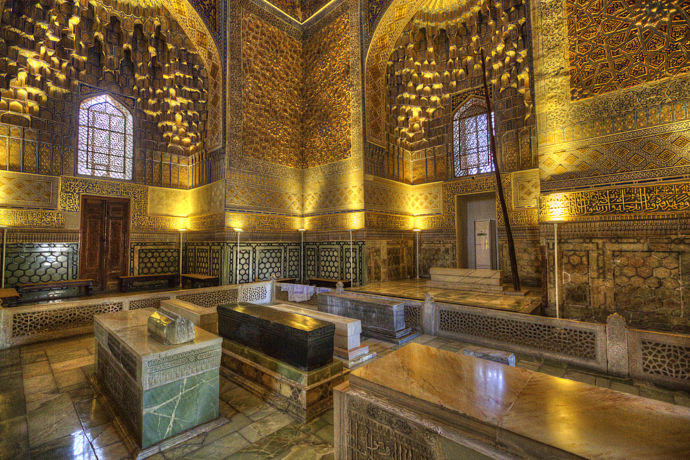 Interior, Gur-E-Amir Complex (Mausoleum), Built 1403, Burial Site of Amir Temir, Samarkand, Uzbekistan