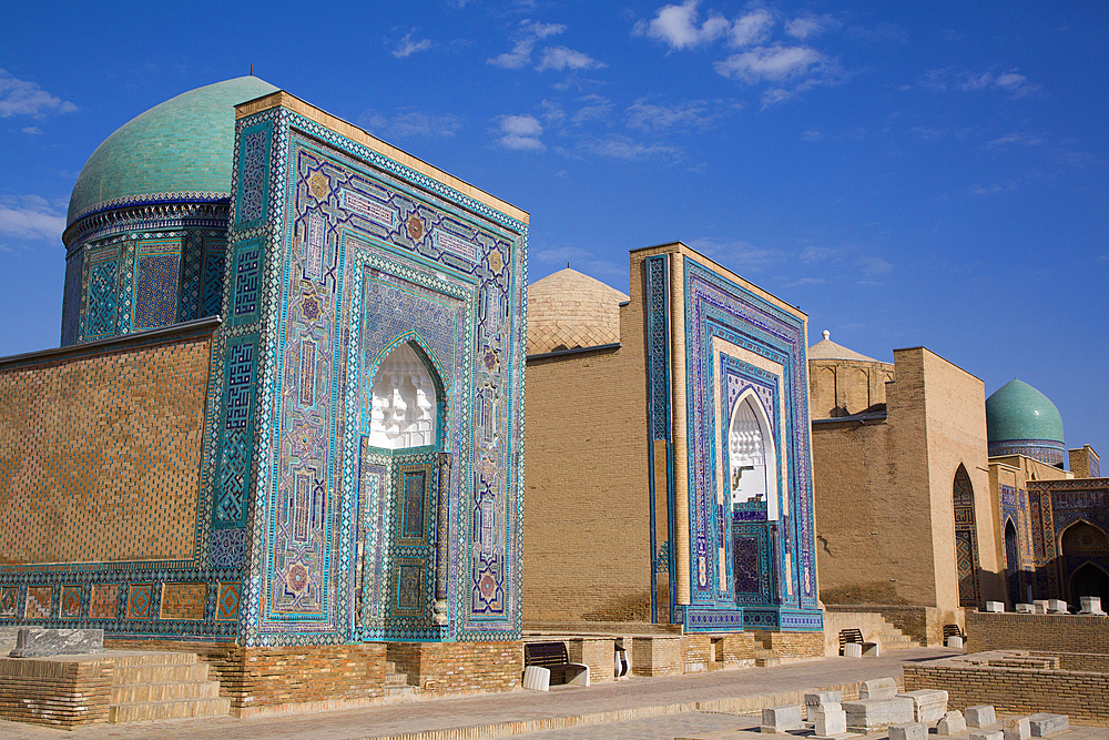 Usto Ali Nasafi Mausoleum (left), Middle Complex, Shah-I-Zinda, Samarkand, Uzbekistan