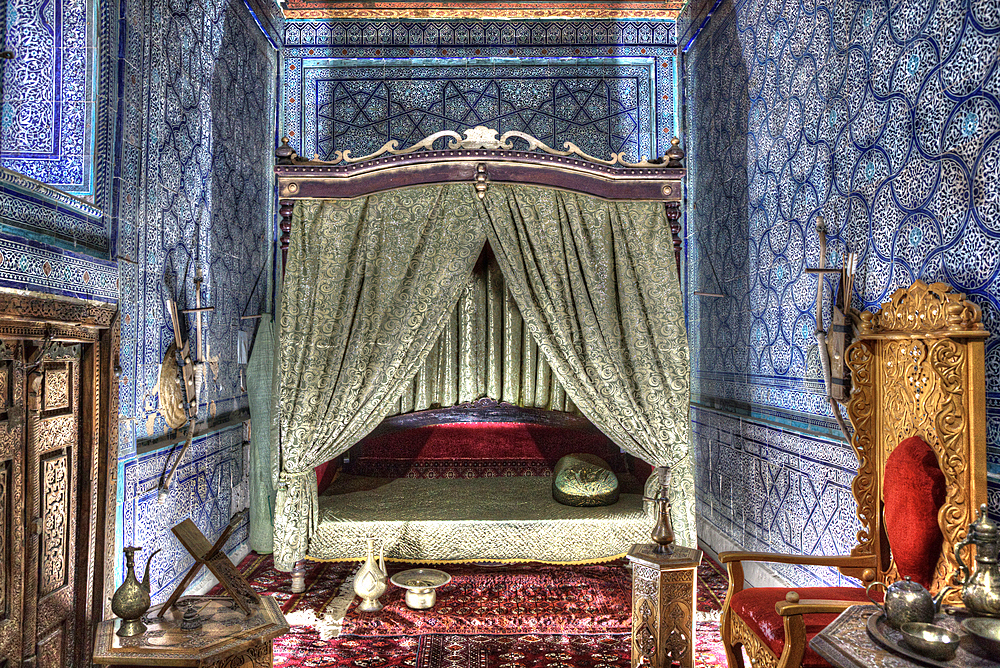 The Emir's Bed Chamber, Tash Khauli Palace, 1830, Ichon Qala (Itchan Kala), UNESCO World Heritage Site, Khiva, Uzbekistan, Central Asia, Asia