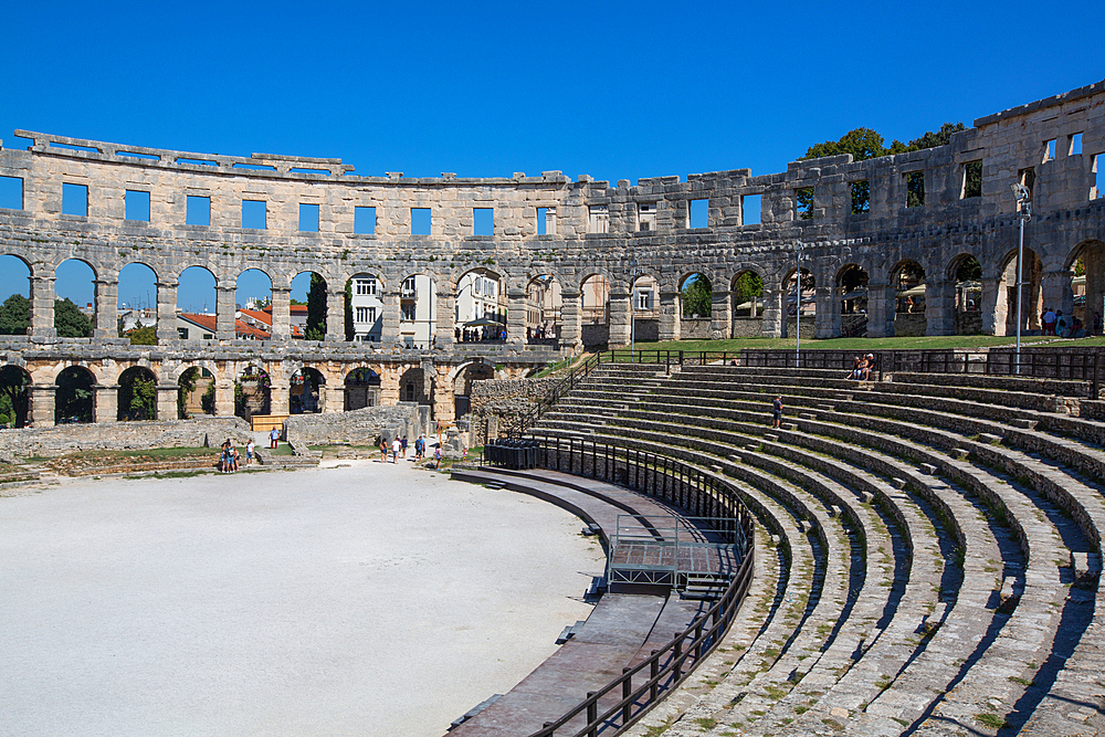 Pula Arena, Roman Amphitheater, constructed between 27 BC and 68 AD, Pula, Croatia, Europe