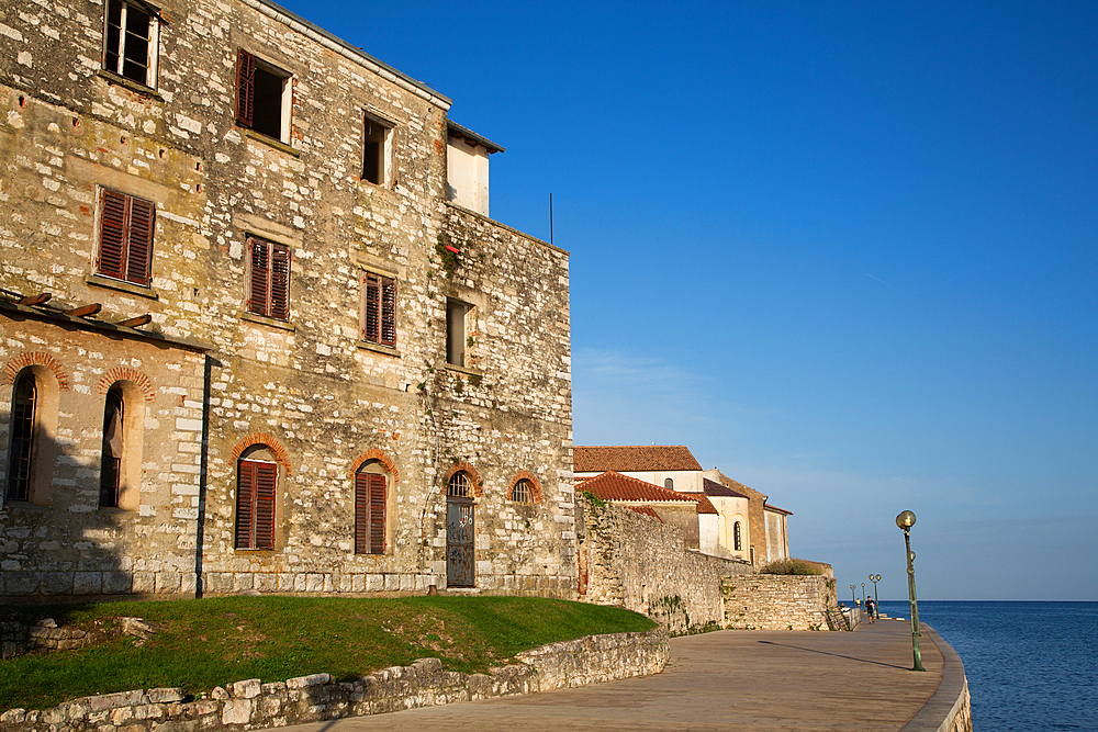 Walkway around the Perimeter of Old Town, Porec, Croatia, Europe