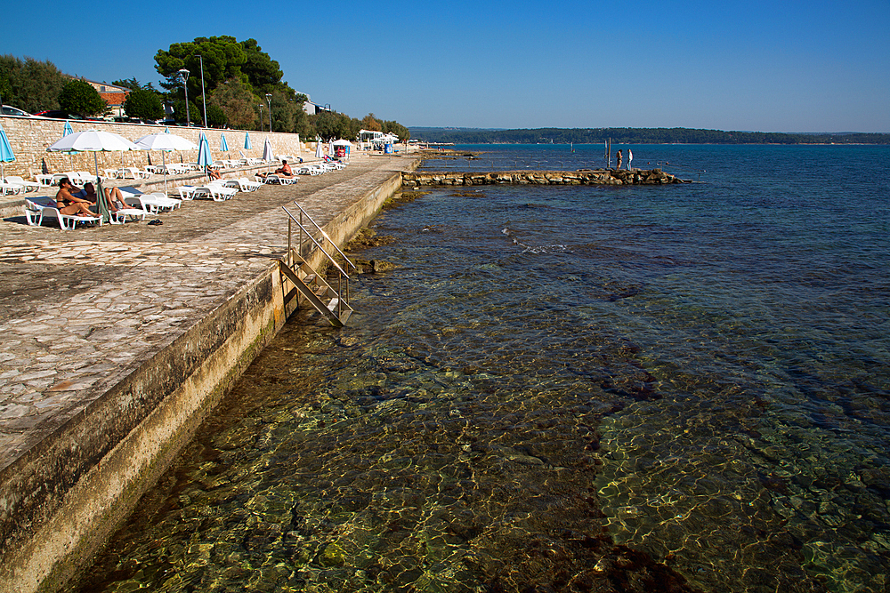 People at Seaside Swimming Area, Old Town, Novigrad, Croatia, Europe