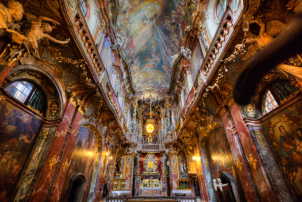 Interior, created by the Asam Brothers, Asam Kirche (Church), dating from 1733, Munich, Bavaria, Germany, Europe