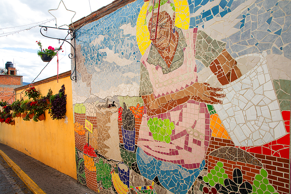 Colourful Street Art, Avenue Hidalgo, Atlixco, Pueblos Magicos, Puebla State, Mexico, North America