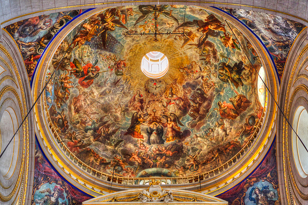 Eucharist, Tempera Painting, Altar of the Catholic Monarchs, Cathedral of Our Lady of the Immaculate Conception, 1649, Historic Center, UNESCO World Heritage Site, Puebla, Puebla State, Mexico, North America