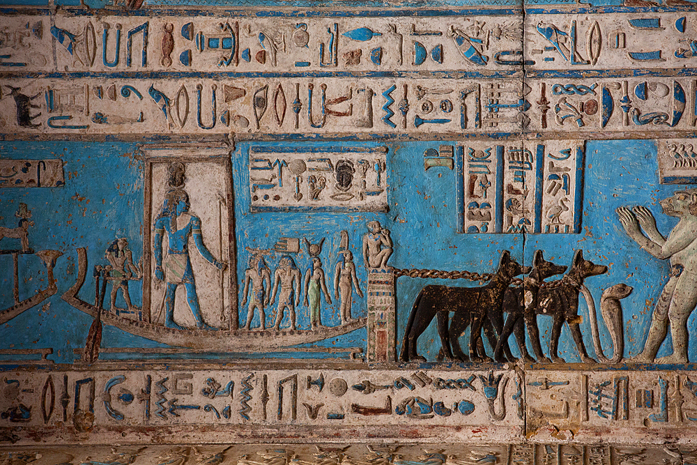 Ceiling Reliefs, Vestibule, Temple of Hathor, Dendera, Qena, Egypt, North Africa, Africa