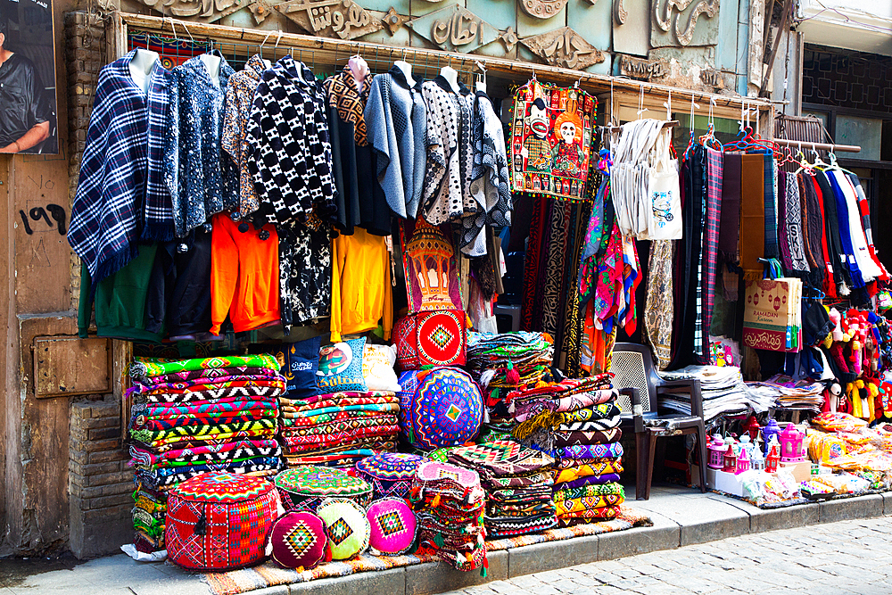 Merchandise for sale, Al-Muizz Street, Historic Cairo, Cairo, Egypt, North Africa, Africa