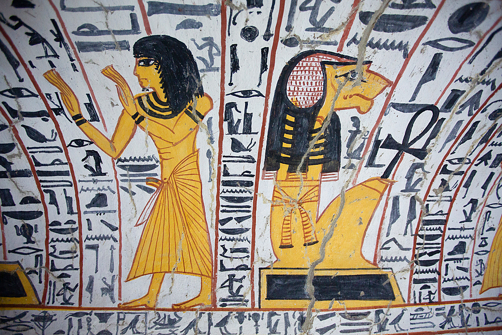 Wall paintings, Tomb of Nebenmaat, TT219, Deir el-Medina Tombs (Worker Tombs), Thebes, UNESCO World Heritage Site, Luxor, Egypt, North Africa, Africa