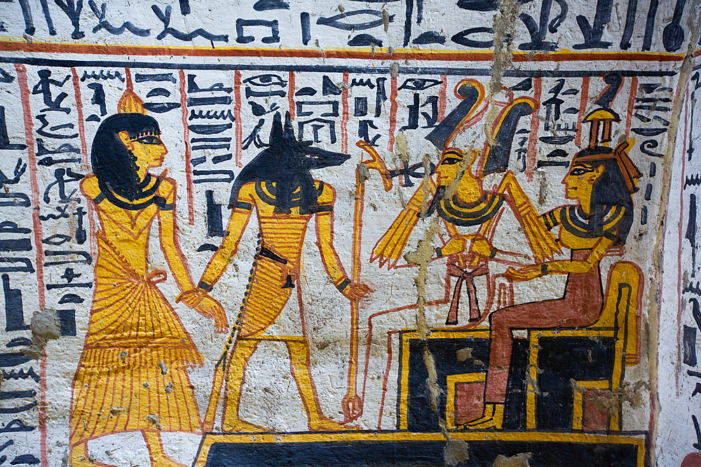 Wall paintings, Tomb of Nebenmaat, TT219, Deir el-Medina Tombs (Worker Tombs), Thebes, UNESCO World Heritage Site, Luxor, Egypt, North Africa, Africa