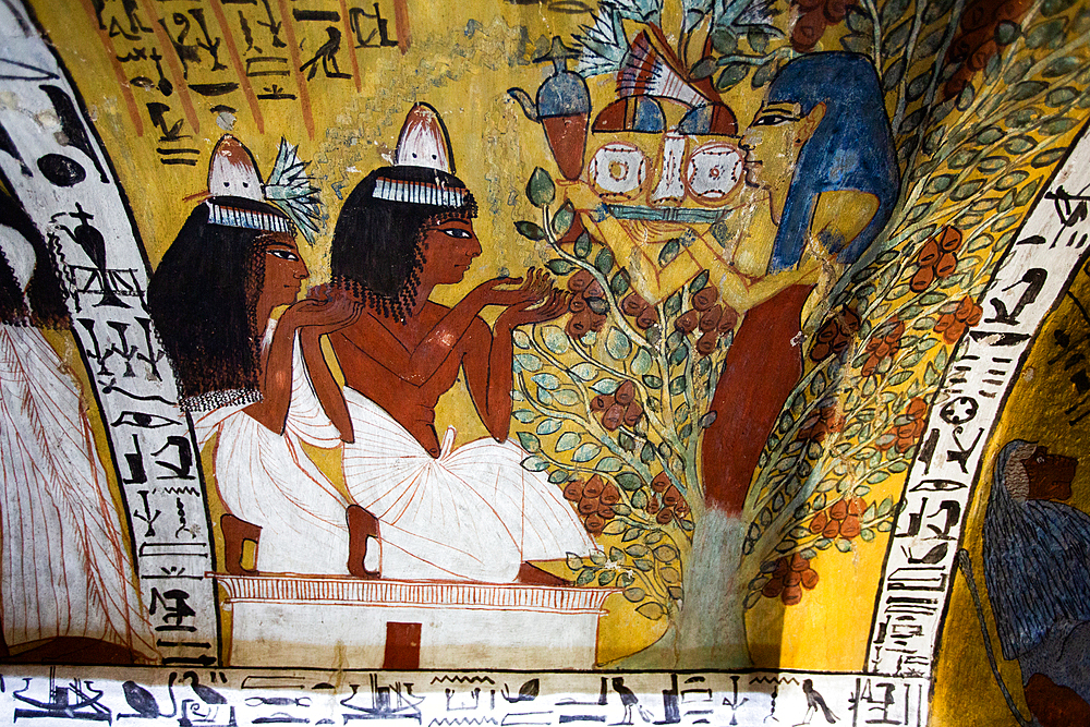 Wall Paintings, Tomb of Sennedjem, TT1, Deir el-Medina, Ancient Thebes, UNESCO World Heritage Site, Luxor, Egypt, North Africa, Africa