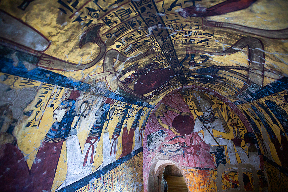 Wall Paintings, Tomb of Amennakht, TT218, Deir el-Medina, Ancient Thebes, UNESCO World Heritage Site, Luxor, Egypt, North Africa, Africa