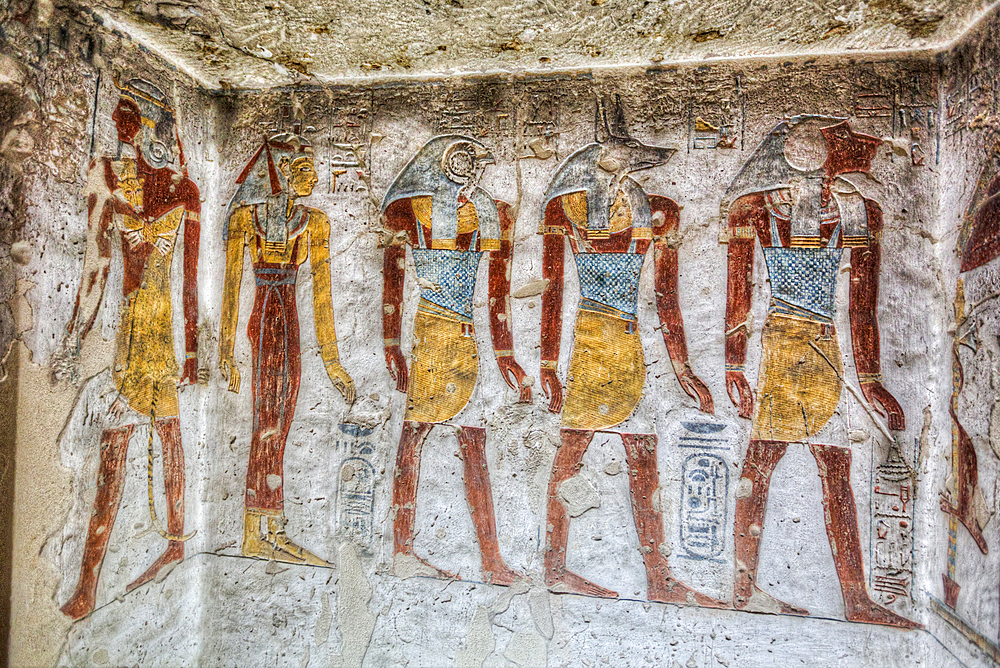 Reliefs, Tomb of Tausert and Setnakht, KV14, Valley of the Kings, Ancient Thebes, UNESCO World Heritage Site, Luxor, Egypt, North Africa, Africa