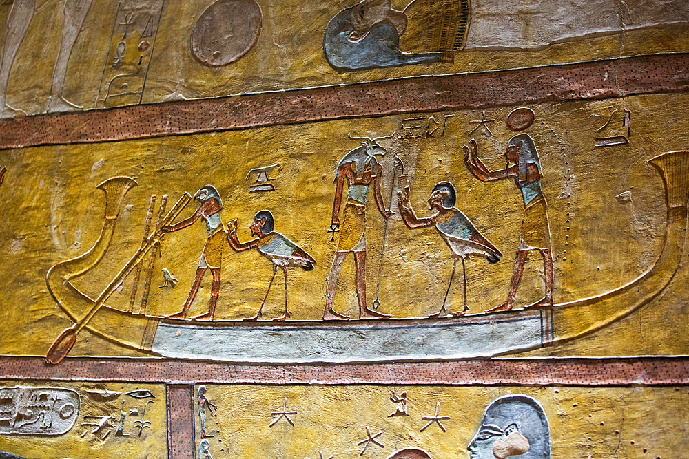 Reliefs, Tomb of Tausert and Setnakht, KV14, Valley of the Kings, Ancient Thebes, UNESCO World Heritage Site, Luxor, Egypt, North Africa, Africa