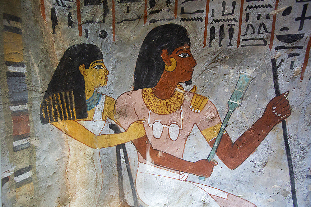 Image of Sennefer on right, Tomb of Sennefer, TT96, Tombs of the Nobles, Ancient Thebes, UNESCO World Heritage Site, Luxor, Egypt, North Africa, Africa