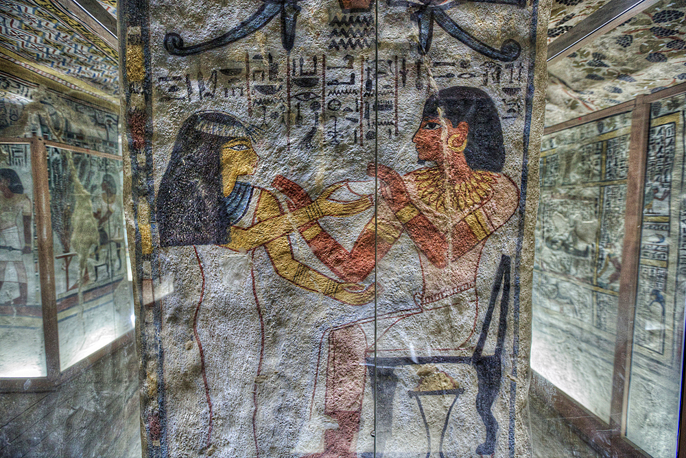 Image of Sennefer on right, Tomb of Sennefer, TT96, Tombs of the Nobles, Ancient Thebes, UNESCO World Heritage Site, Luxor, Egypt, North Africa, Africa