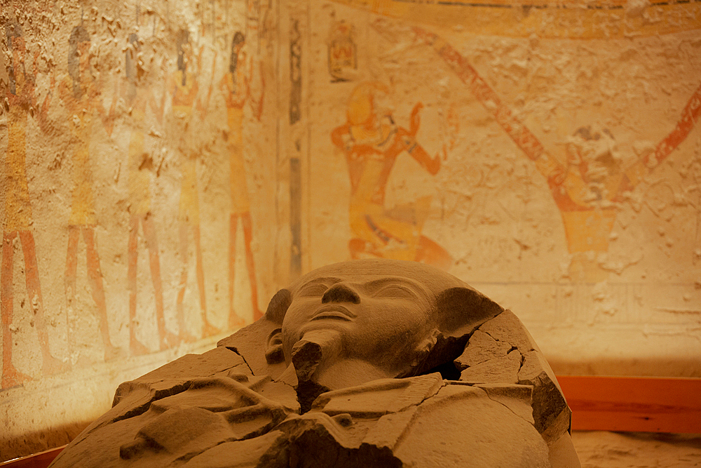 Sarcophagus, Burial Chamber, Tomb of Rameses V and VI, KV9, Valley of the Kings, Ancient Thebes, UNESCO World Heritage Site, Luxor, Egypt, North Africa, Africa