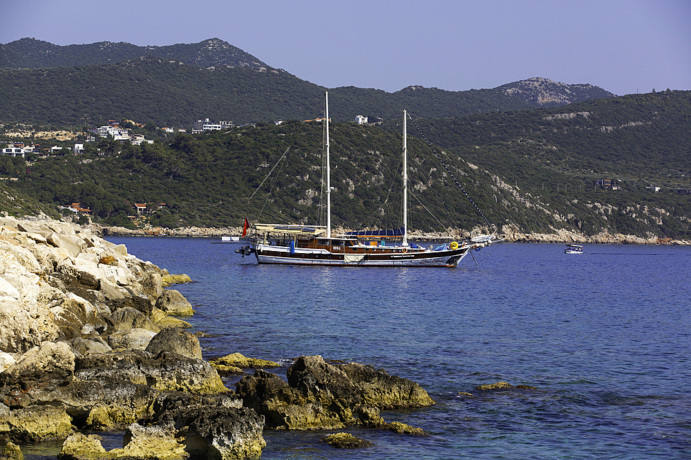 Anchored Yacht, Kas, Antalya, Turkey
