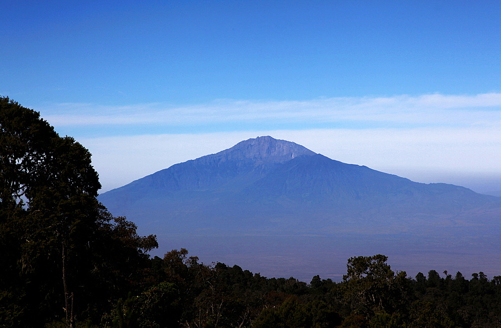 Looking towards Mount Meru from the Shira Plateau below Kilimanjaro's Uhuru Peak, Mount Kilimanjaro, Tanzania, East Africa, Africa