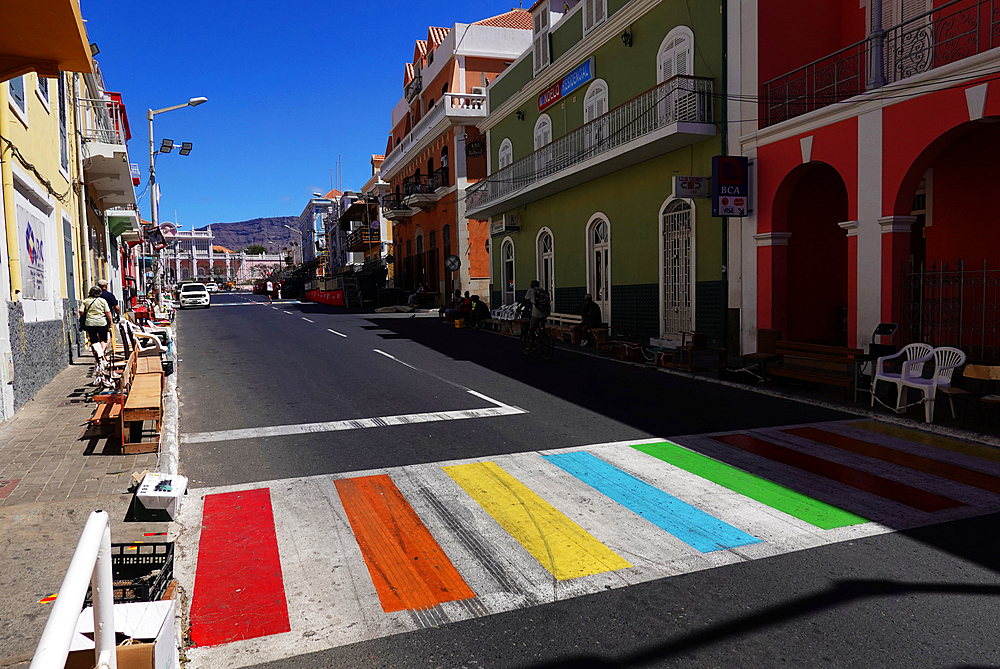 Local architecture and street scenery in Mindelo, São Vicente, Cape Verde