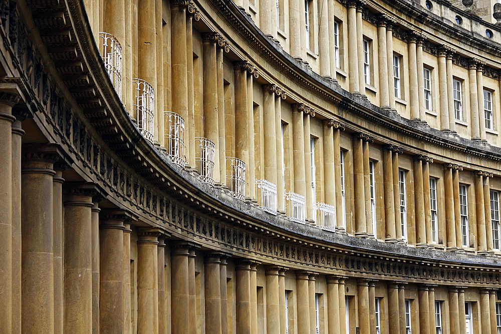 Fine architecture in the city of Bath, a city in Somerset, England, known for and named after its Roman-built baths