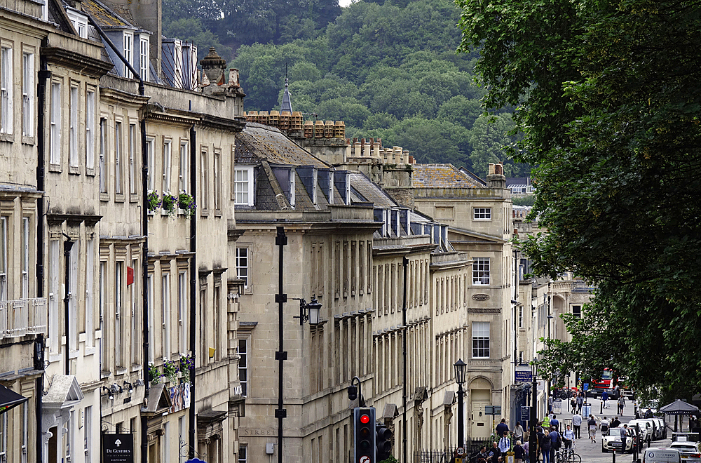 Fine architecture in the city of Bath, a city in Somerset, England, known for and named after its Roman-built baths