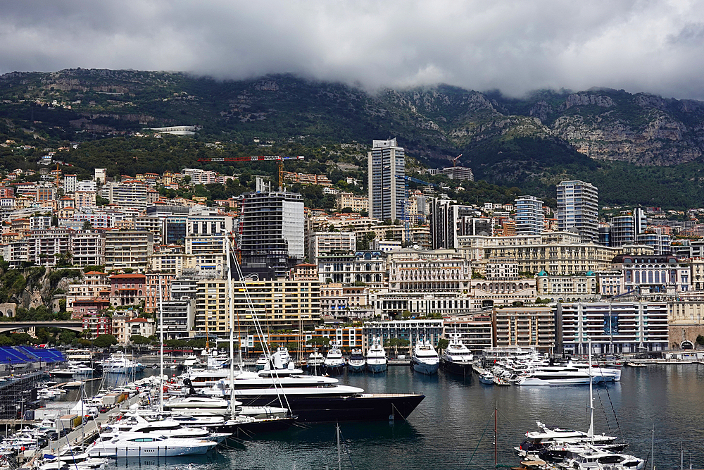 Looking across Monaco Marina towards Monte Carlo, Monaco