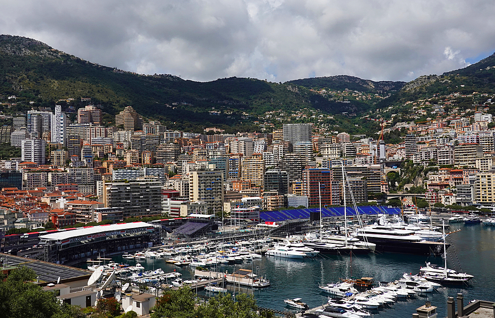 The Formula One circuit passes Monaco Marina and runs through Monte Carlo district, Monaco