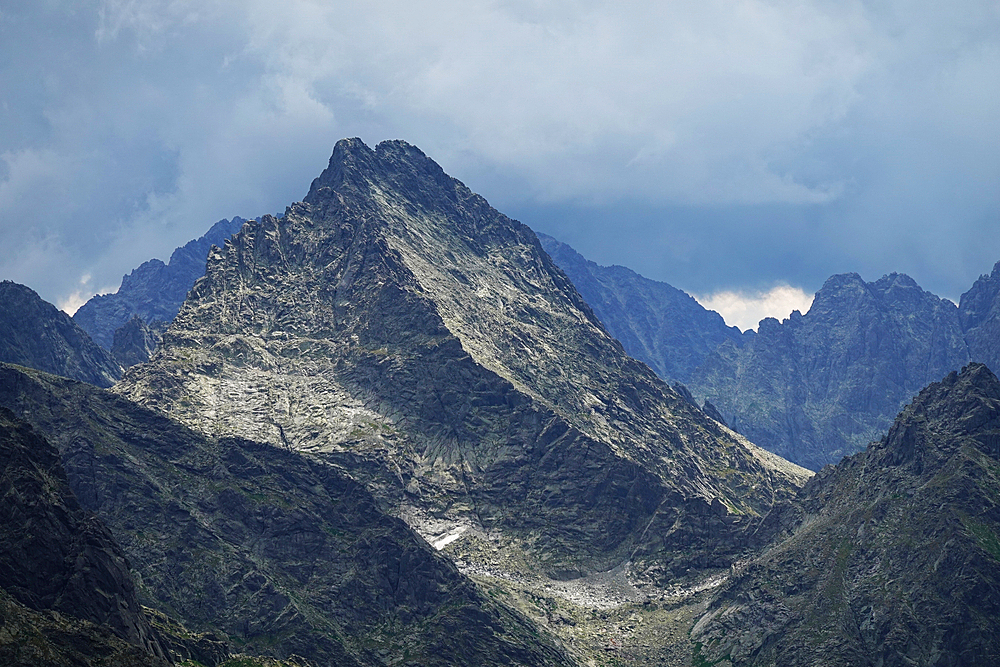 Mountain scenery in the High Tatras above the resort town of Štrbské Pleso, Tatra National Park, one of the nine national parks in Slovakia situated in North-Central Slovakia