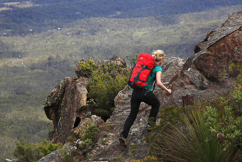 A woman walking near Three Peaks, Katoomba, Blue Mountains, New South Wales, Australia, Pacific