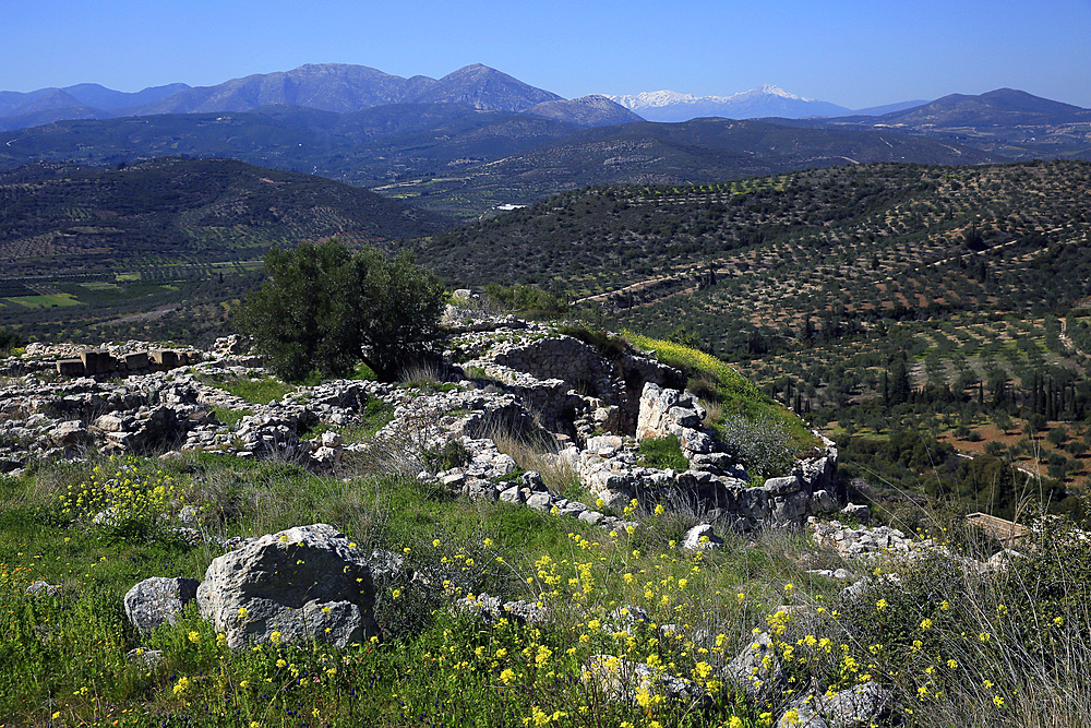 The ruins of the ancient city of Mycenae, UNESCO World Heritage Site, Peloponnese, Greece, Europe