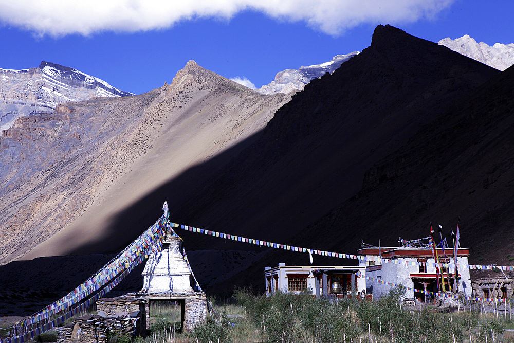 A remote gompa in the high country of southeast Ladakh, Himalayas, India, Asia