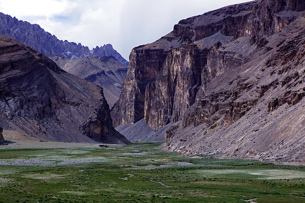 The entrance to a remote canyon high on the plateau of southeast Ladakh, Himalayas, India, Asia