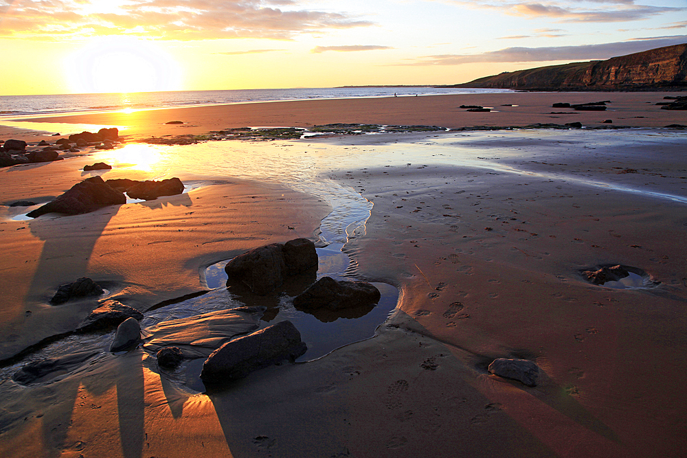 A beach at low tide near Ogmore, Vale of Glamorgan, South Wales, United Kingdom, Europe