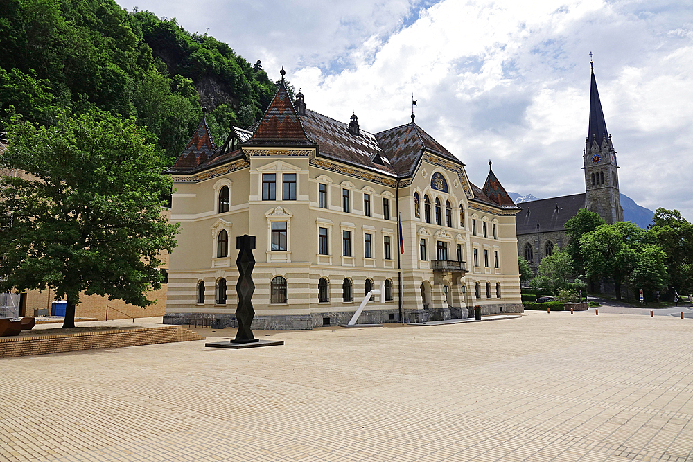 Parliament Building in central Vaduz, Liechtenstein, Europe