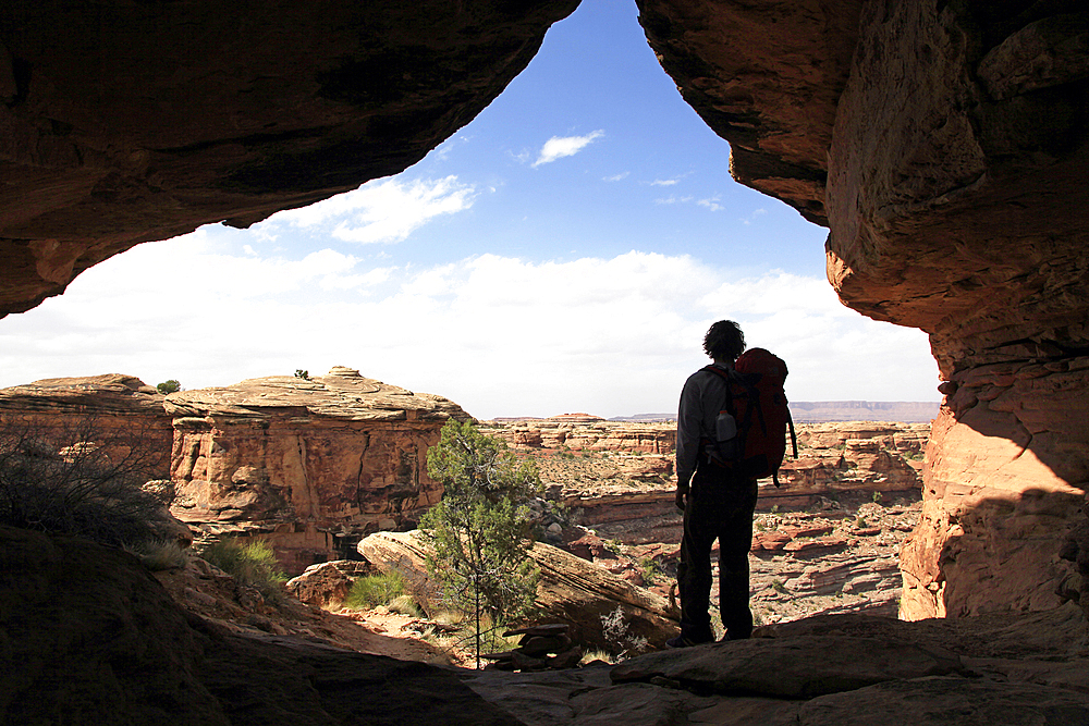 Lone hiker in Canyonlands, Utah, United States of America, North America