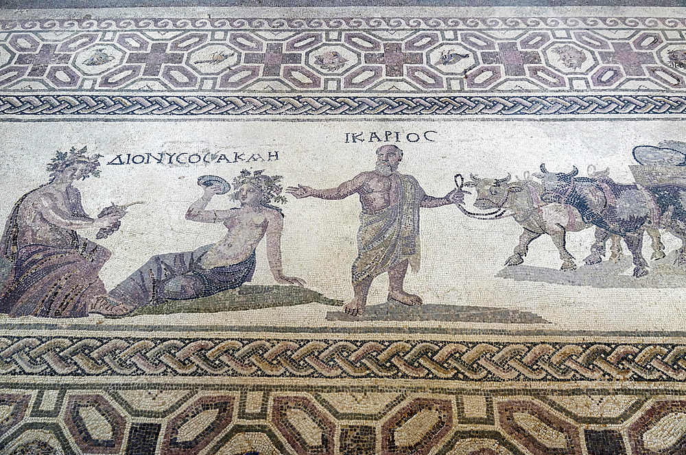 Roman mosaic flooring in the Paphos Archaeological Park, UNESCO World Heritage Site, Paphos, Cyprus, Europe