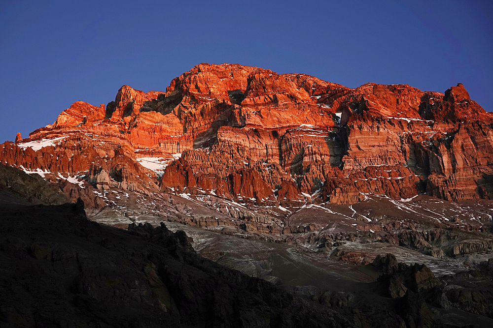 Aconcagua, 6961 metres, the highest mountain in the Americas and one of the Seven Summits, Andes, Argentina, South America